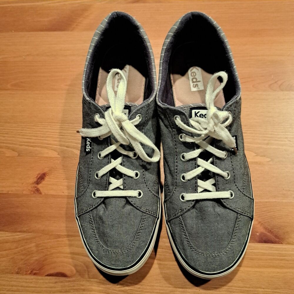 Keds Center ll Chambray Stripe Canvas Navy Women's 10